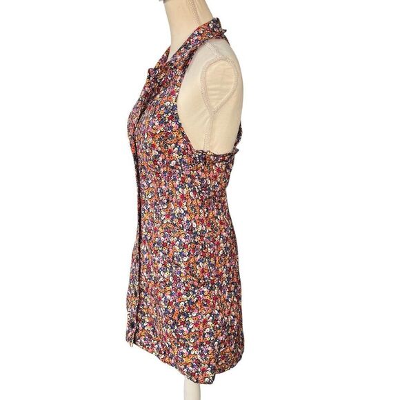 Maeve Floral Halter Collared Amelia Mini Dress Size Medium - Picture 2 of 8